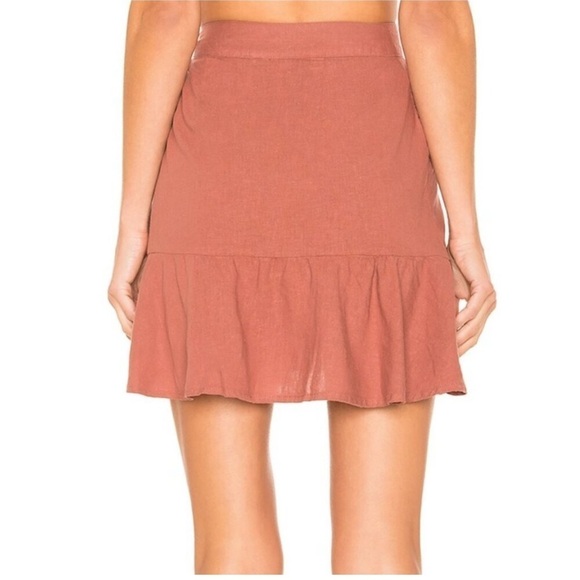 Free People Womens Ruffle My Feathers Mini Wrap Linen Skirt in Rose Pink Size 4 - Picture 2 of 8